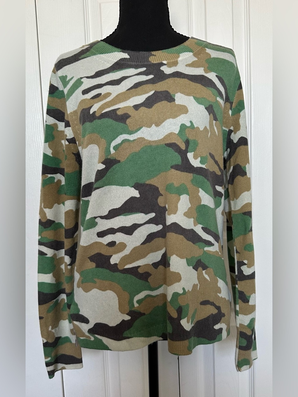 J.Crew 100% Cashmere Camo Camouflage Sweater, Size Medium